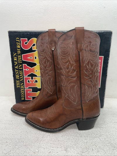 New Men’s Brown Texas Brand Cowboy Boots. 5111 8.5 8 1/2 D. 3-129