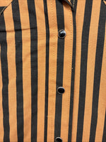New Women’s H Bar C Orange Black Stripe Long Sleeve Pearl Snap Size 34 LL-103