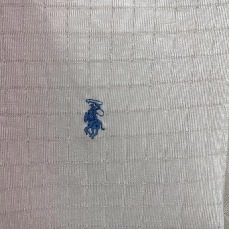 New Men’s Panhandle Slim White Blue short sleeve polo Small B-62