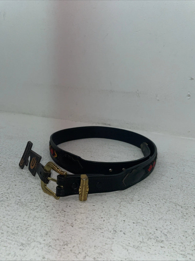 New Black Genuine Leather Chambers Beaded 32” Belt #30175 Z-29