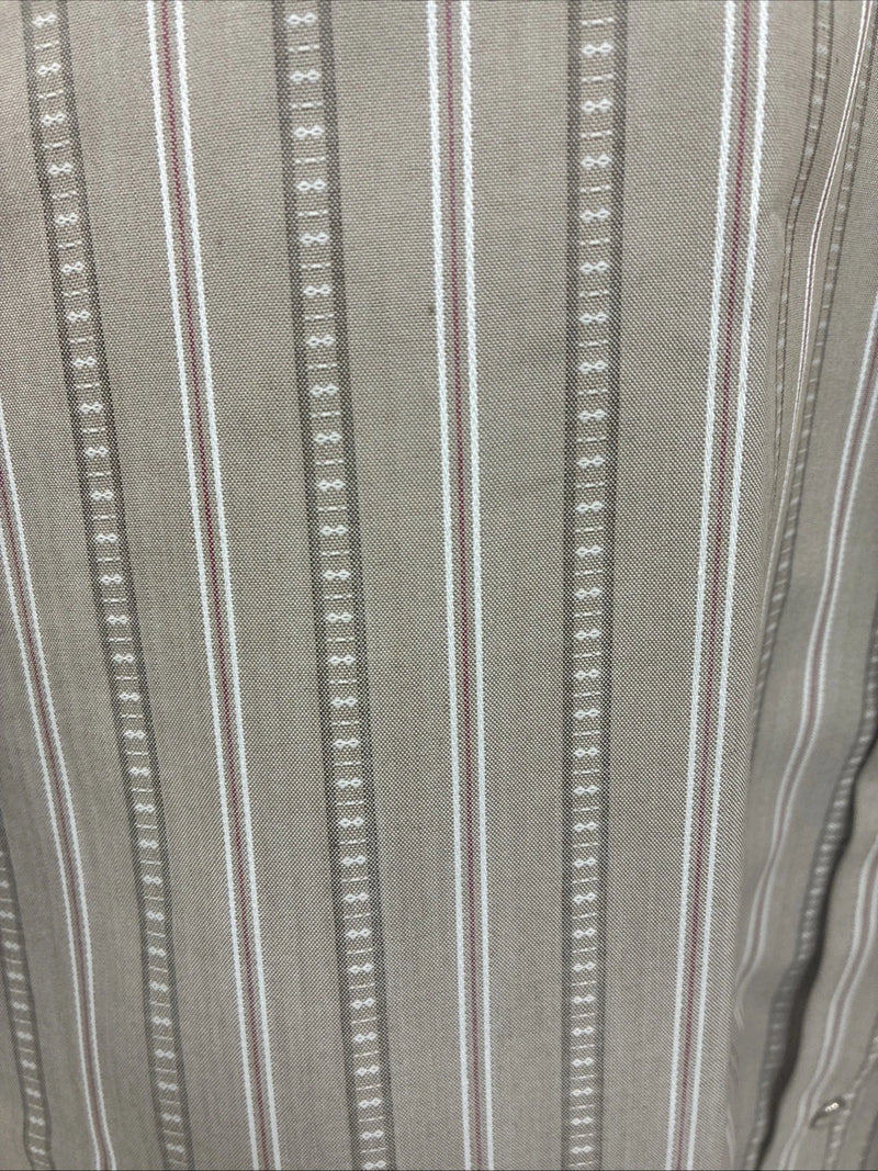New Men’s H Bar C Brown Stripe long Sleeve Pearl Snap 15.5 Medium T-74