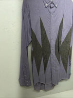 New Men’s Purple Gray Cowboy Threads Button Up Long Sleeve Shirt Medium I-41