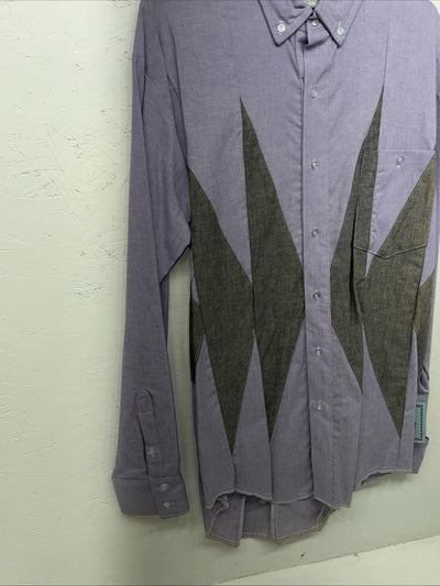 New Men’s Purple Gray Cowboy Threads Button Up Long Sleeve Shirt Medium I-41