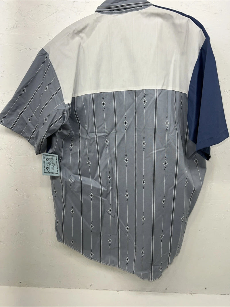 New Men’s Blue Cowboy Threads Short Sleeve Button Up Shirt. Large S-15