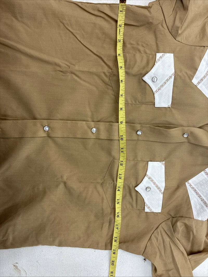 New Women’s Mustang Brown Designed Long Sleeve Pearl Snap Size 16 TT-89
