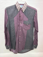 New Men’s Latigo Purple Green Long sleeve button up Medium B-79
