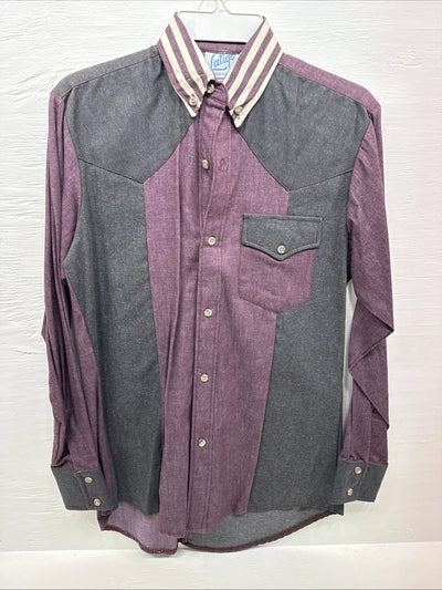 New Men’s Latigo Purple Green Long sleeve button up Medium B-79