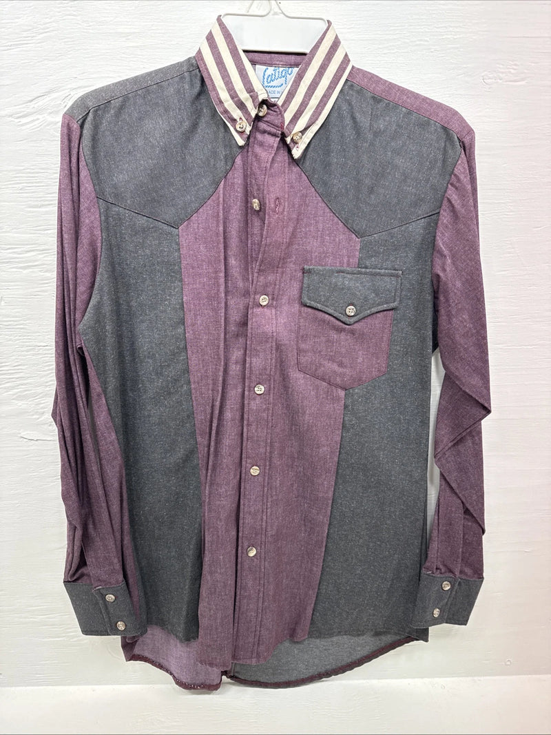 New Men’s Latigo Purple Green Long sleeve button up Medium B-79