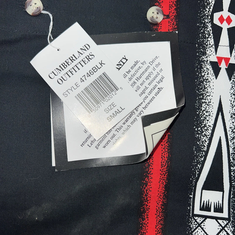 New Men’s Cumberland Outfitters Black White Red Sleeveless Button Up Small B-53