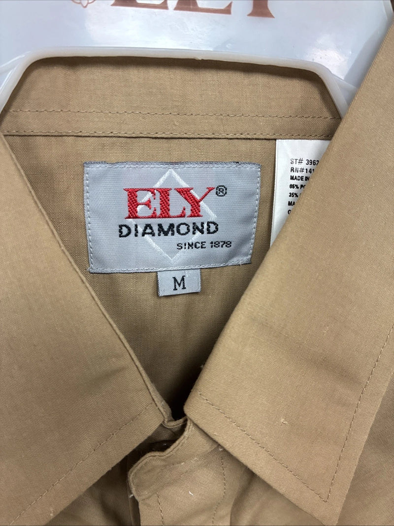 New Men’s ELY Cattleman Brown Eagle Design Long Sleeve Pearl Snap Medium J-95