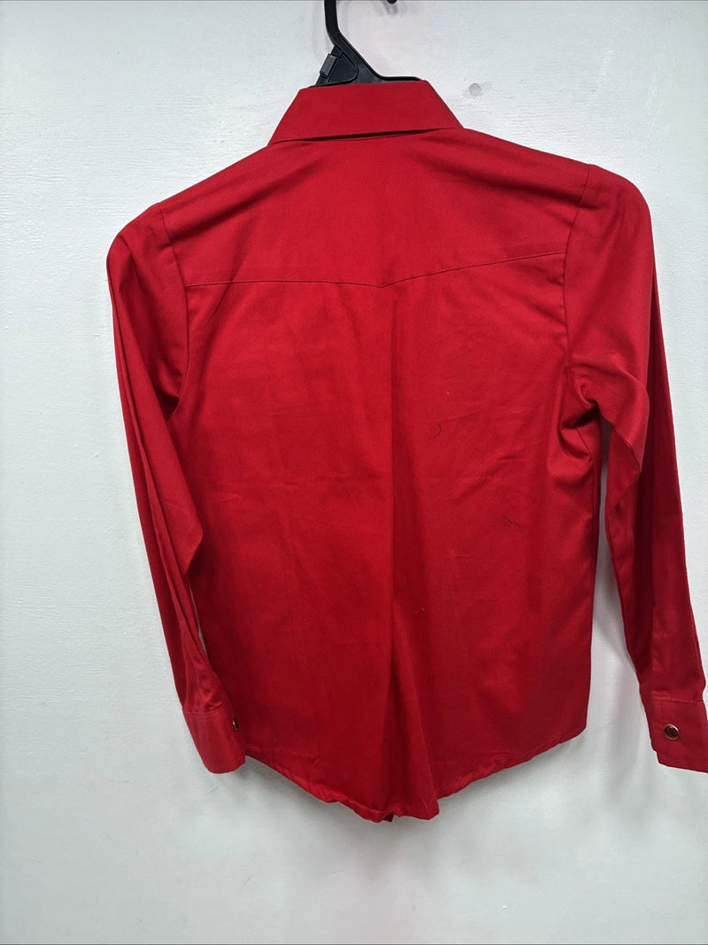 New Boys Western Express Red Long Sleeve Pearl Snap Medium DD-121