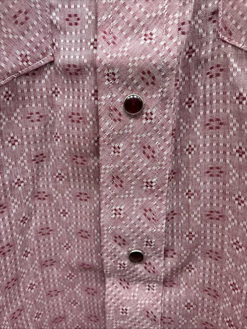 New Men’s Tem Tex Pink Designed Long Sleeve Pearl Snap 16 Large M-85
