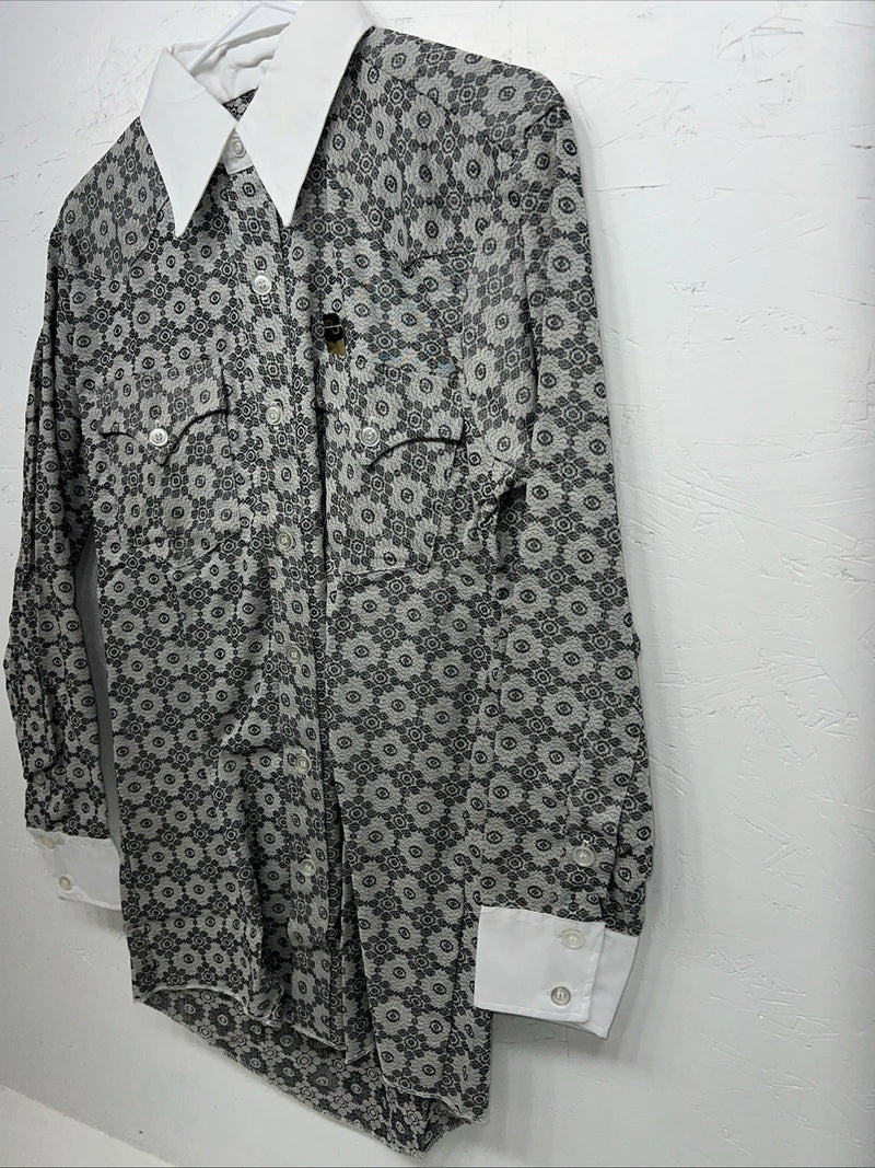 New Men’s Gray Mr.nick Button Up Long Sleeve Shirt 15.5x32 M I-57
