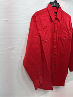 New Men’s Western Express Western Red Long Sleeve Pearl Snap Large V-50