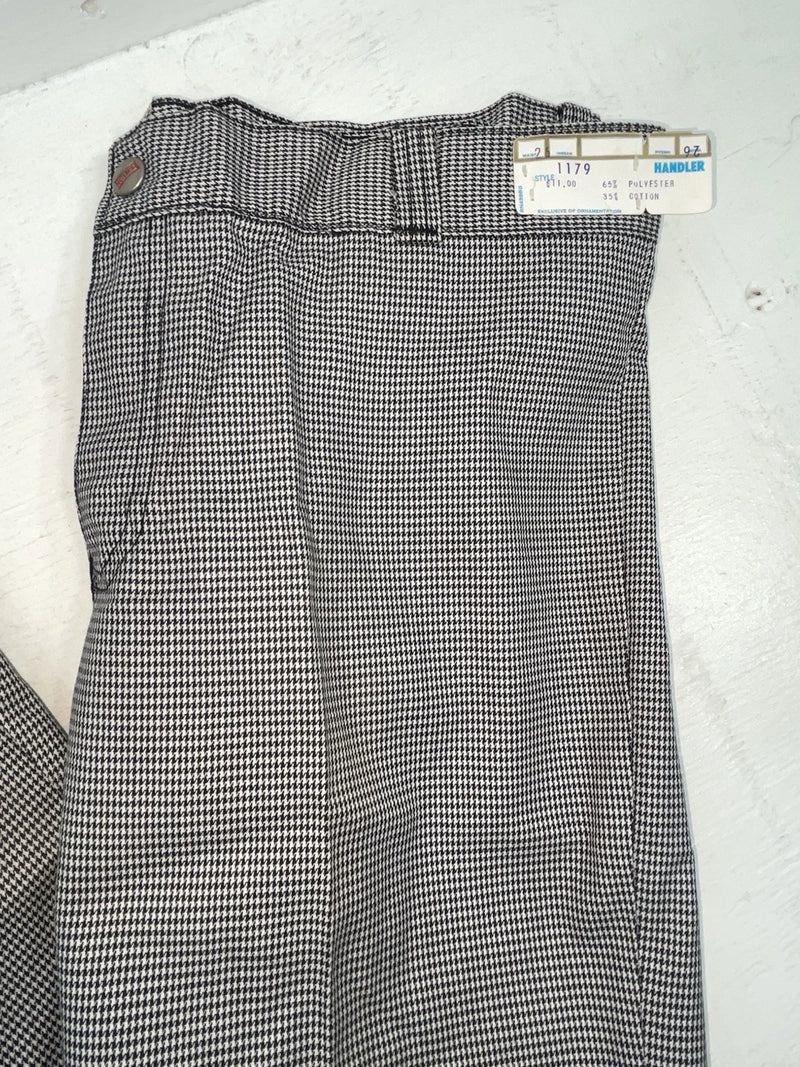New Vintage Black And White Checkered Handler Polyester Pants #1179 SS-96