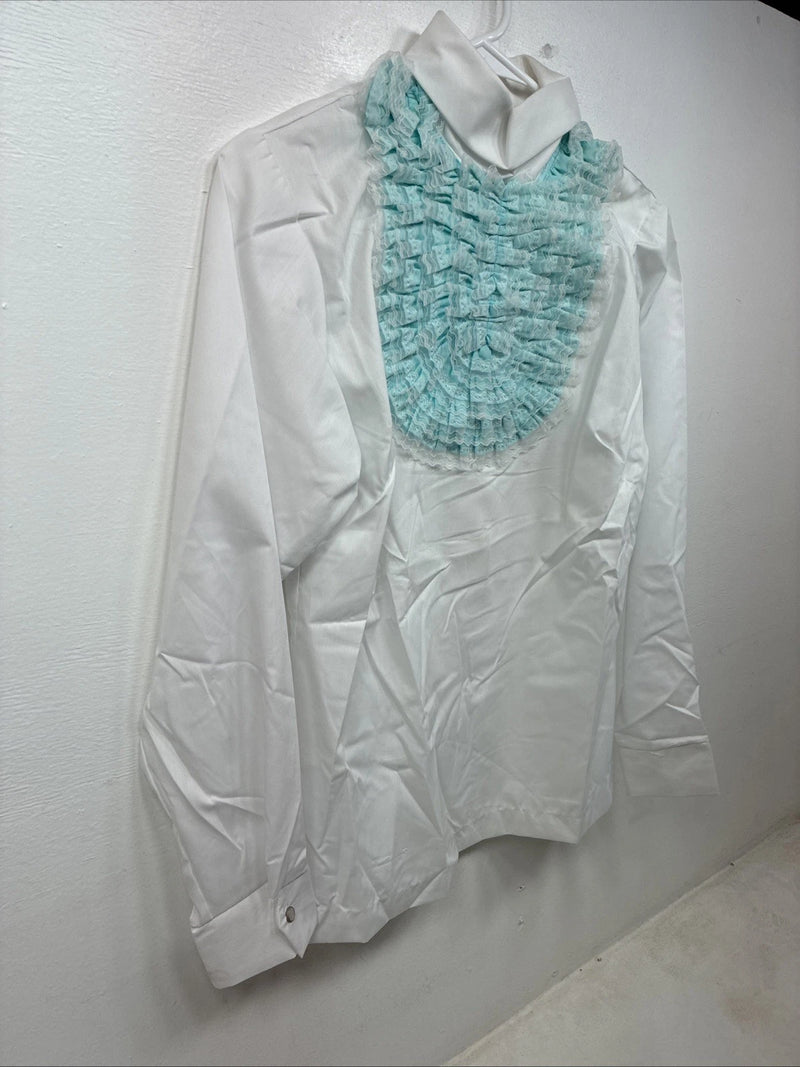 New Women’s Trail Ridge White Blue Long Sleeve Half Zip Size 36 TT-95