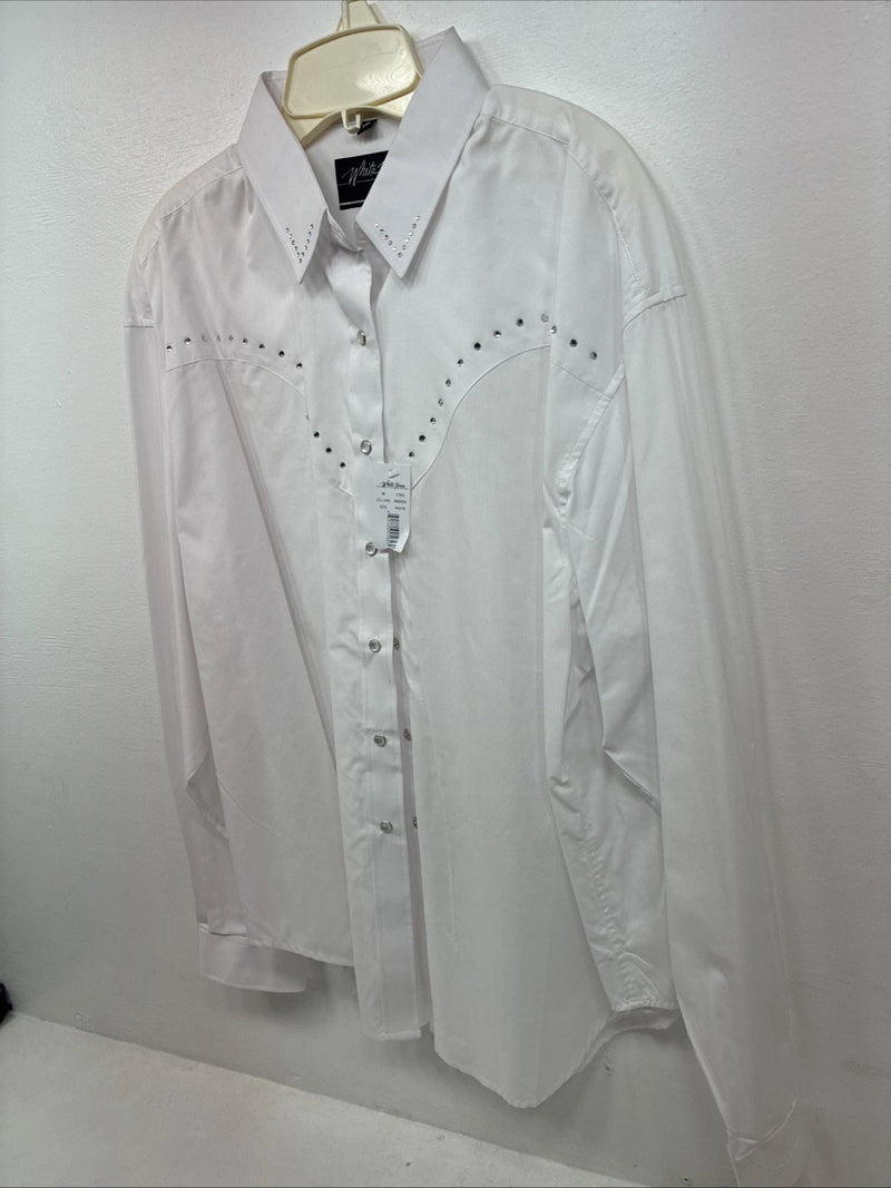 New Women’s White Horse White Gem Long Sleeve Pearl Snap 2XL GG-17