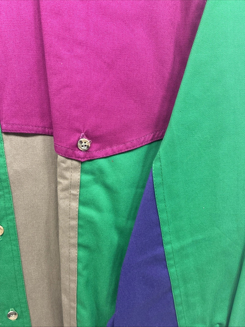 New Men’s San Angelo Multicolor Design Long Sleeve Button Up Large V-76