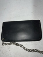 New Black Split Leather Chain Belt Wallet P-500