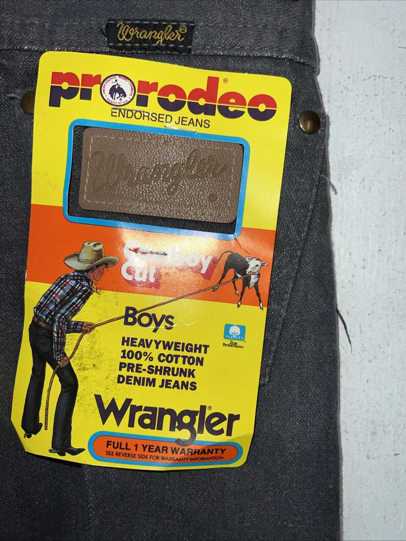 New Boys Grey Wrangler Pro Rodeo Cowboy Cut Denim Jeans. 11/23 1/2 B-37