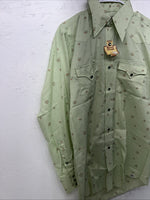 New Mens Green HbarC Ranchwear Pearl Snap Long Sleeve Shirt. Medium I-30