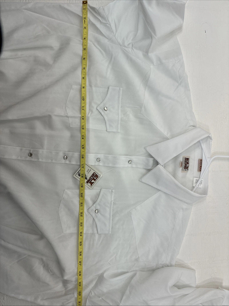 New Men’s ELY Cattleman White Deigned Long Sleeve Pearl Snap 20.5 4XL X-108