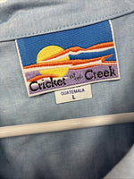 New Women’s Cricket Creek Blue Long Sleeve Button Up Size Large TT-66 