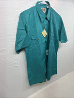 New Men’s ELY Cattleman Teal Short Sleeve Pearl Snap 16 Large CC-24