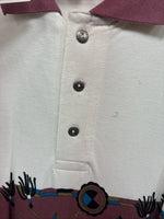 New Men’s GunSmoke White Western Design Short Sleeve Polo Shirt Large R-41