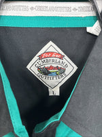 New women’s Cumberland Blue Black Sleeveless Pearl Snap Large TT-30