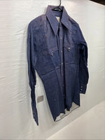 New Men’s Karman Blue Jean Long Sleeve Pearl Snap 14.5 Small AA-2