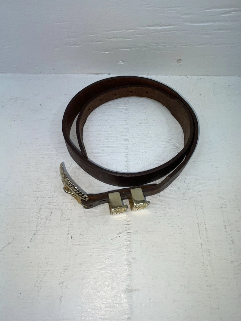 New Brown Genuine Leather Tooled 30” Belt #K4 JJ-141