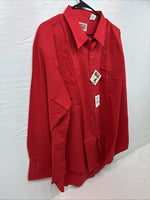 New Men’s ELY Cattleman Red Long Sleeve Pearl Snap 18.5 X 35 2XL AA-62 