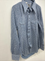 New Men’s Miller Blue Deigned Long Sleeve Pearl Snap 15.5 Medium II-102