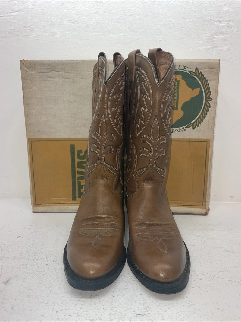 New Men’s Brown Texas Brand Cowboy Boots. M 87 9.5 9 1/2 D. 6-100
