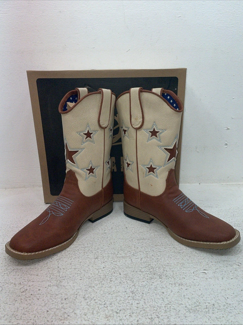 New Children’s Brown DBL Barrel Cowboy Boots. 4451402 2.5 2 1/2. 23-138