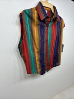 New Women’s Cowboy Threads Stripe Sleeveless Button Up Size Small TT-81