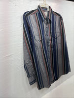 New Men’s ELY Cattleman Multicolor Stripe Long Sleeve Pearl Snap 16.5 Large T-54