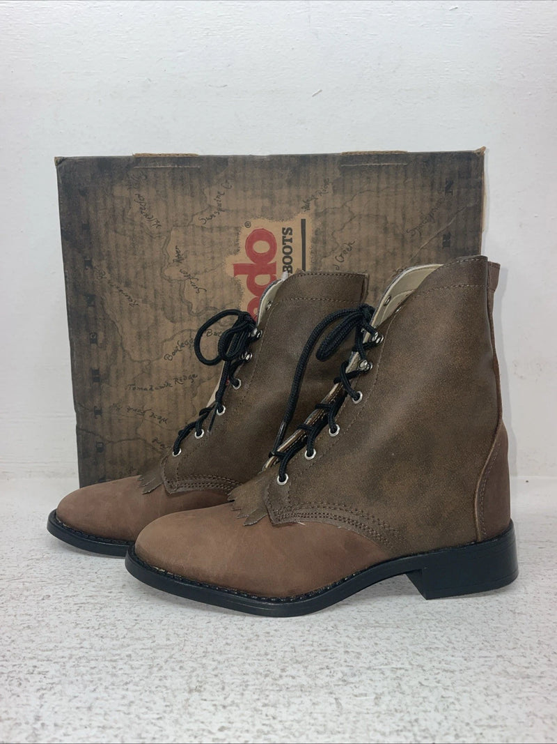 New Kids Brown Lace Up Laredo Cowboy Boots. 2005 1 M. 23-92