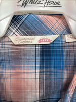 New Girls Cumberland Blue Pink Plaid Long Sleeve Pearl Snap 3XL CC-111