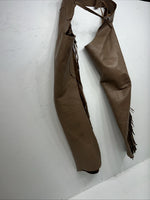 NOS Brown Show Chaps With Fringe Adjustable Waist 33” I-64