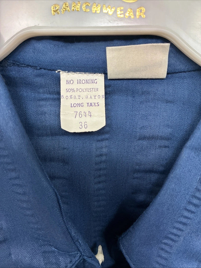 New Women’s H Bar C Blue Designed Long Sleeve Pearl Snap Size 36 II-52