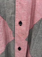 New Men’s Cowboy Threads Pink Gray Short Sleeve Button Up Medium O-77