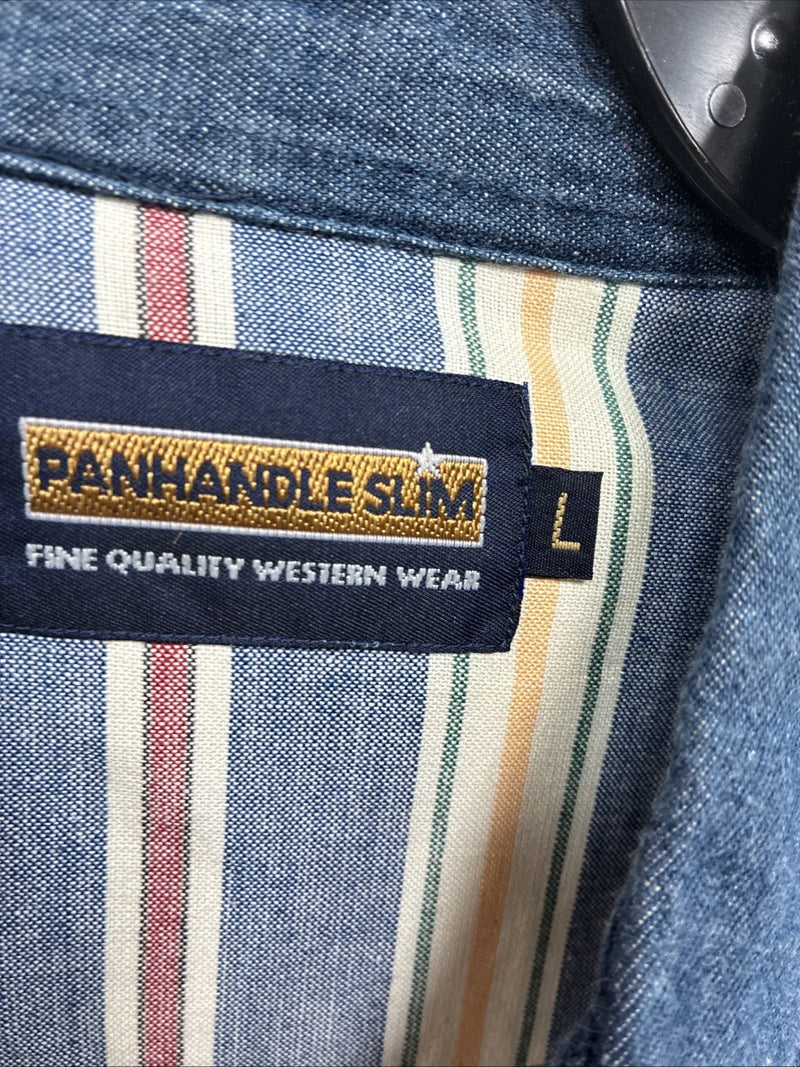 New Men’s Panhandle Slim Multicolor Stripe Long Sleeve Button Up Large Q-52