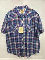 New Men’s ELY Cattleman Multicolor Plaid Short Sleeve Pearl Snap XL Short T-30