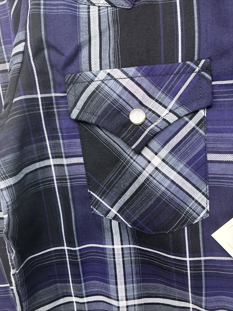 New Kids ELY Cattleman Purple Plaid Long Sleeve Pearl Snap Small LL-6