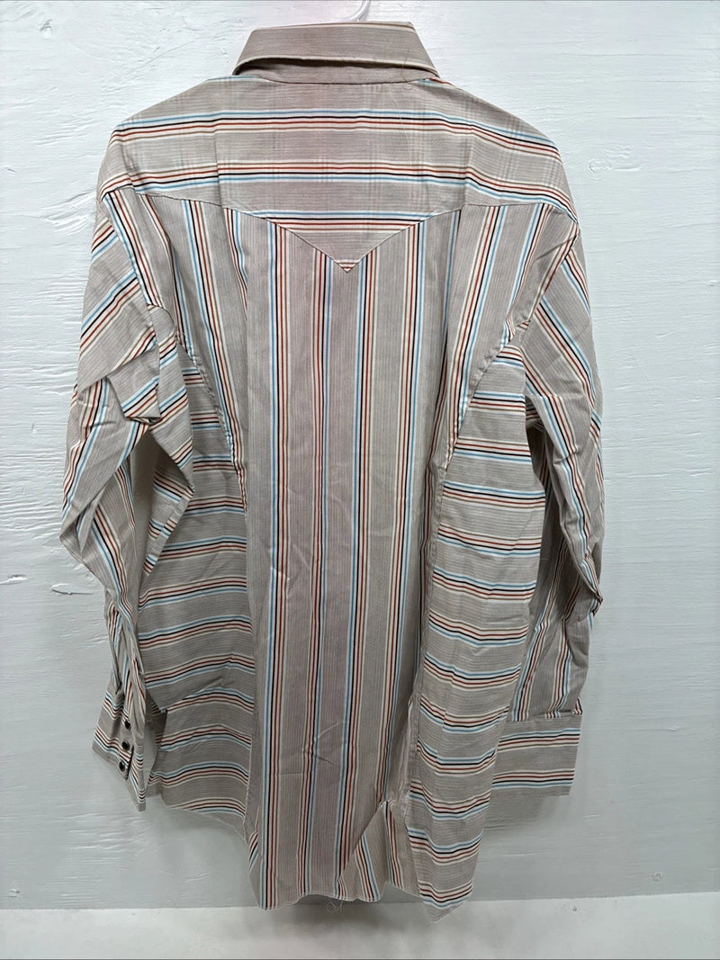 New Men’s Tem Tex Multiple Color Stripe Long Sleeve Pearl Snap XL J-45