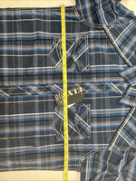 New Men’s ELY 1878 Plus Gray Plaid Short Sleeve Pearl Snap Large X-59