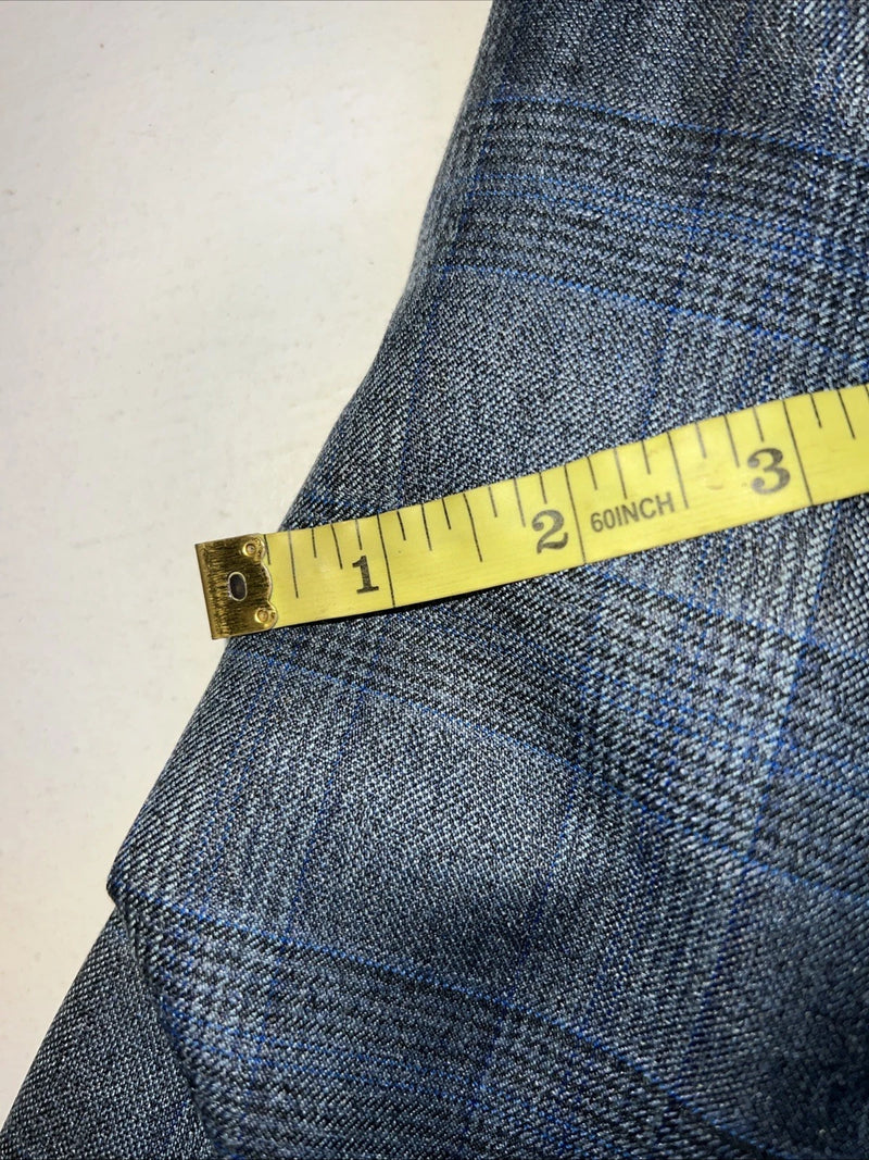 New Men’s Circle S Blue Plaid Suit Jacket 46R #25832 X-606