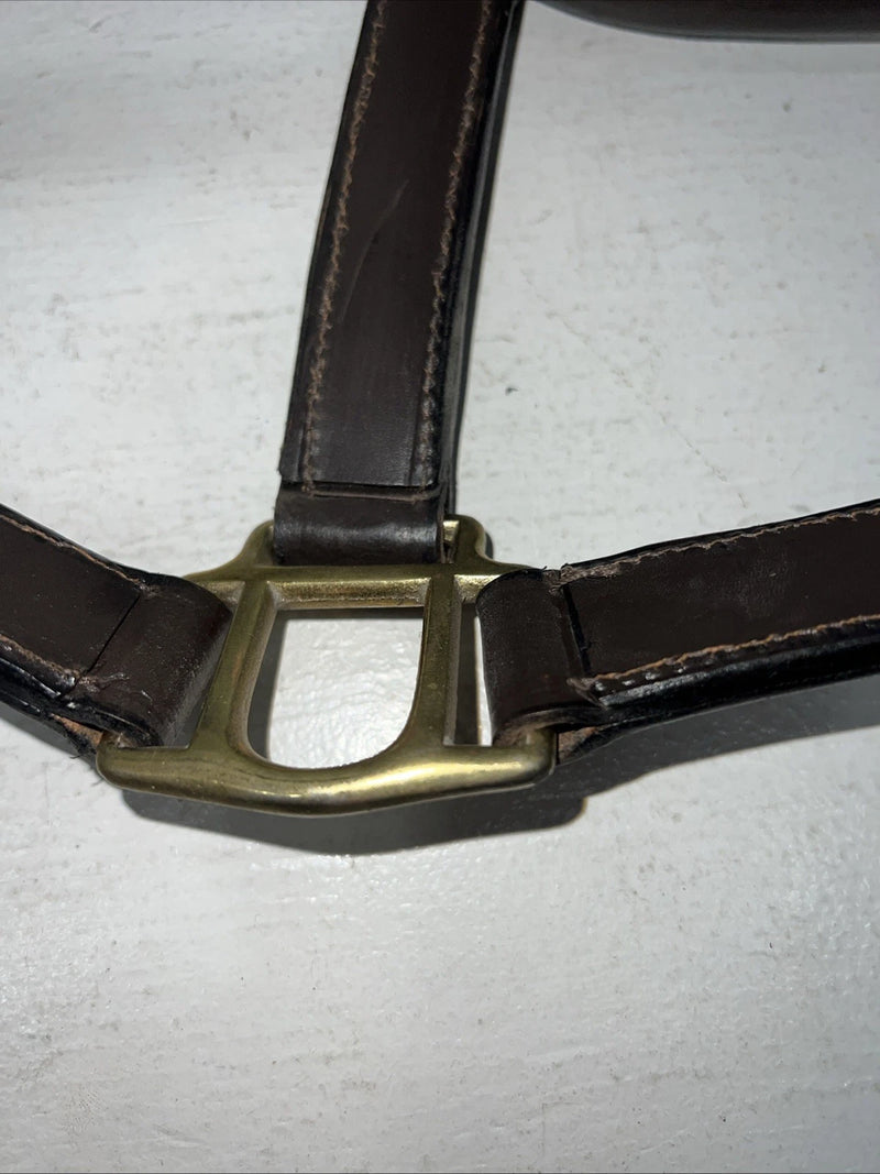 New Tough 1 Genuine Leather Brown Track Horse Halter #44-2046 W-49